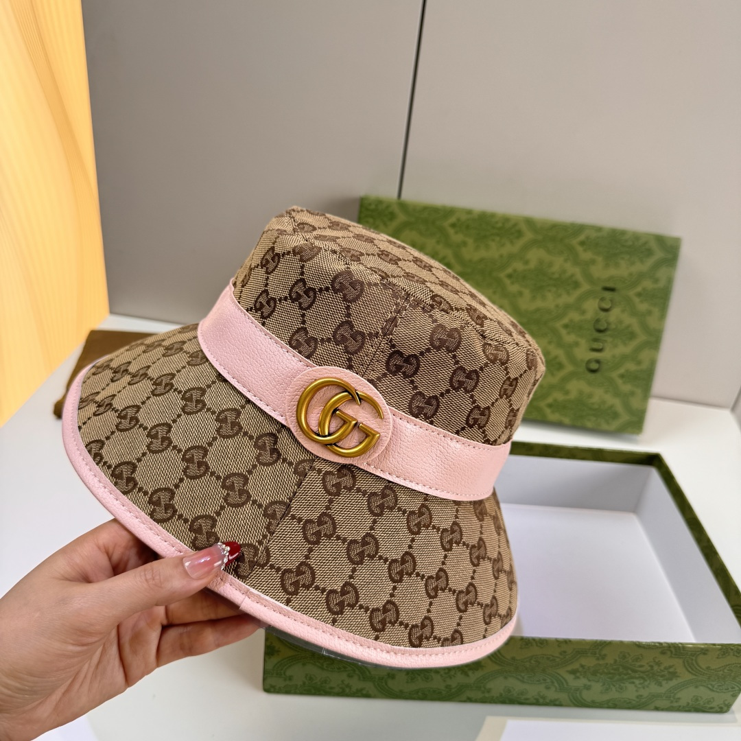 配包装布袋，Gucci古奇新款原单渔夫帽，金属大双G，专柜1:1开模订制，原版帆布料+纯棉里衬，轻盈透气