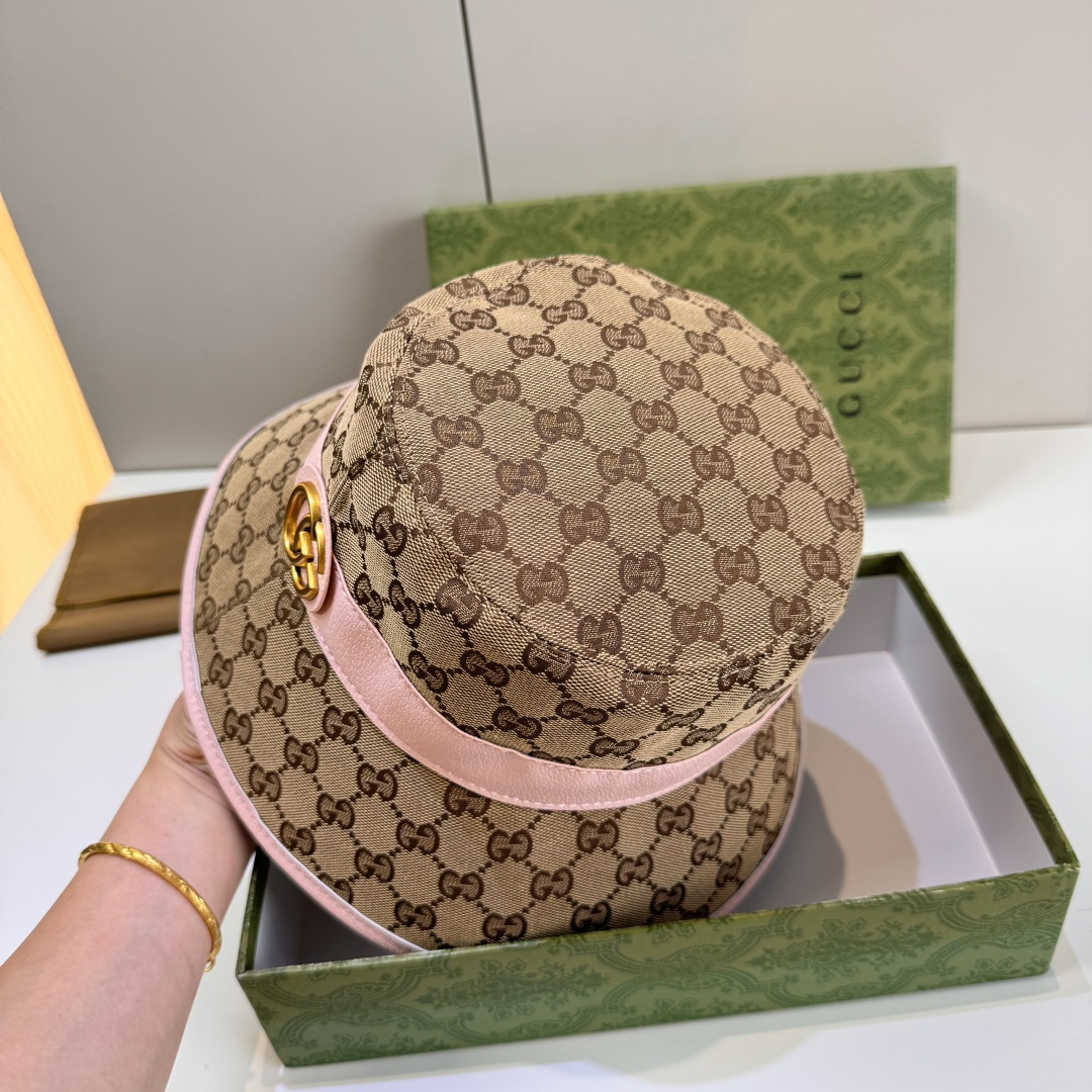 配包装布袋，Gucci古奇新款原单渔夫帽，金属大双G，专柜1:1开模订制，原版帆布料+纯棉里衬，轻盈透气