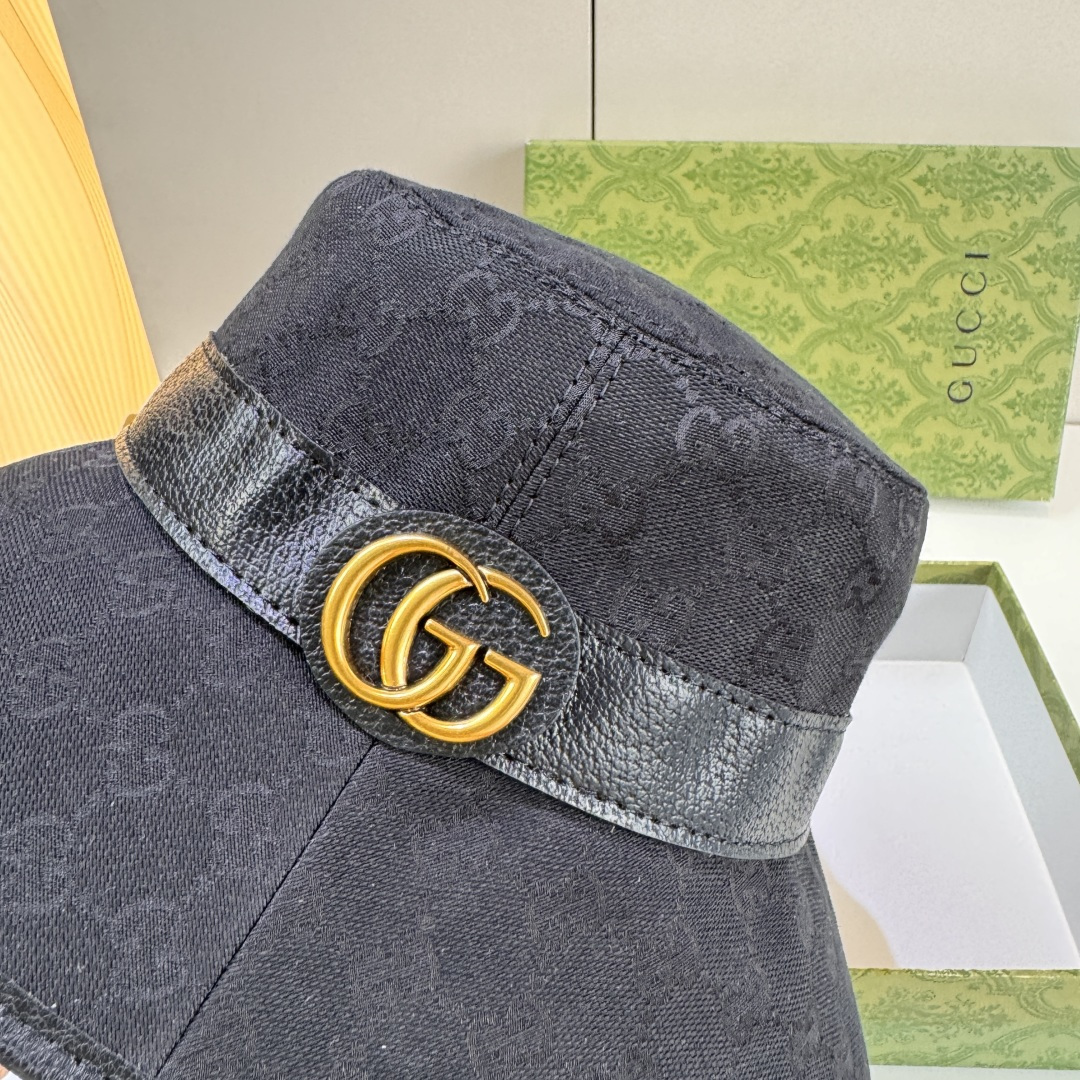 配包装布袋，Gucci古奇新款原单渔夫帽，金属大双G，专柜1:1开模订制，原版帆布料+纯棉里衬，轻盈透气