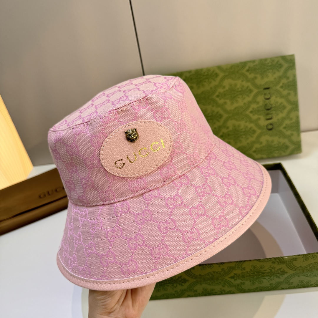 配包装布袋，Gucci古奇新款原单渔夫帽，小虎头，专柜1:1开模订制，原版帆布料+纯棉里衬，轻盈透气！质