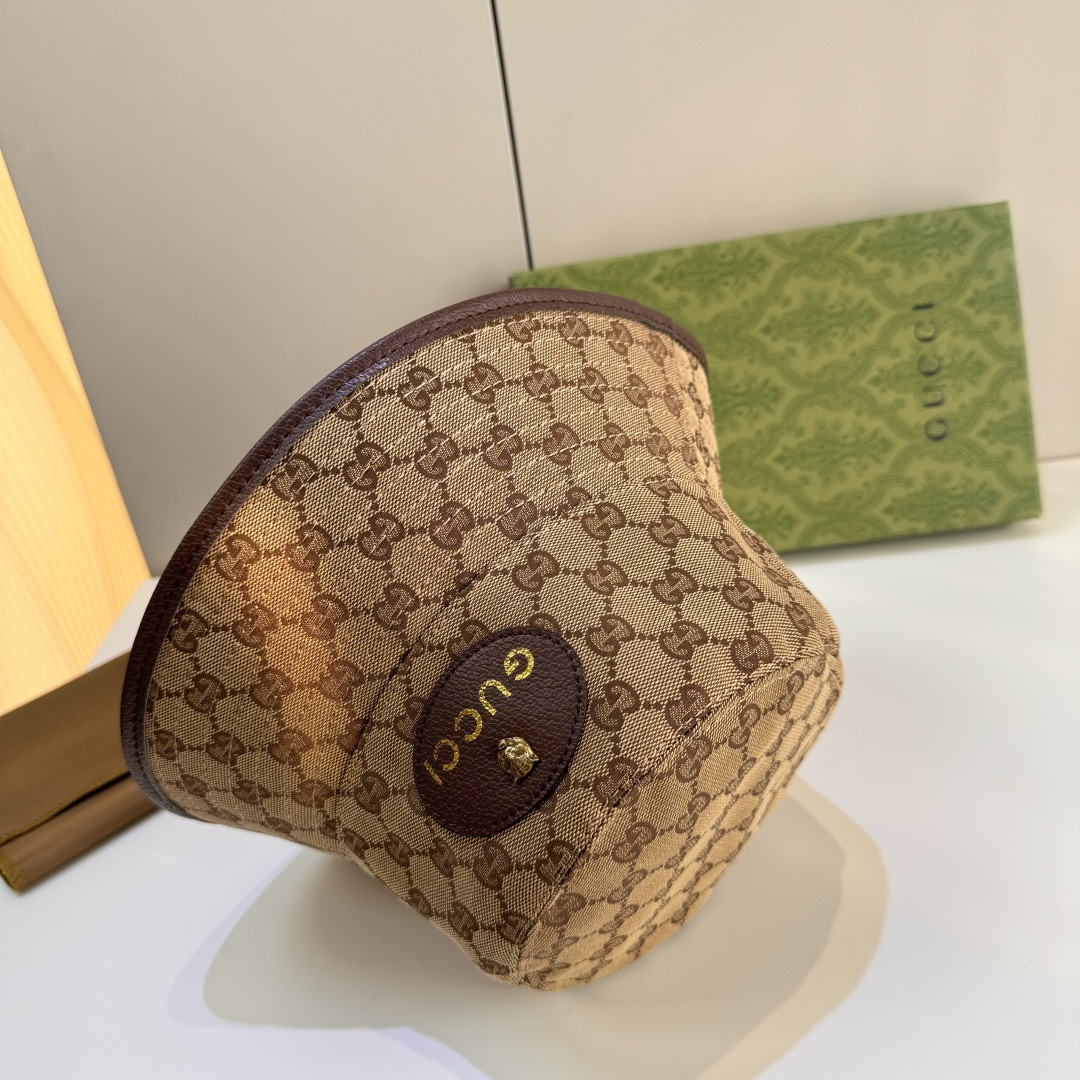 配包装布袋，Gucci古奇新款原单渔夫帽，小虎头，专柜1:1开模订制，原版帆布料+纯棉里衬，轻盈透气！质