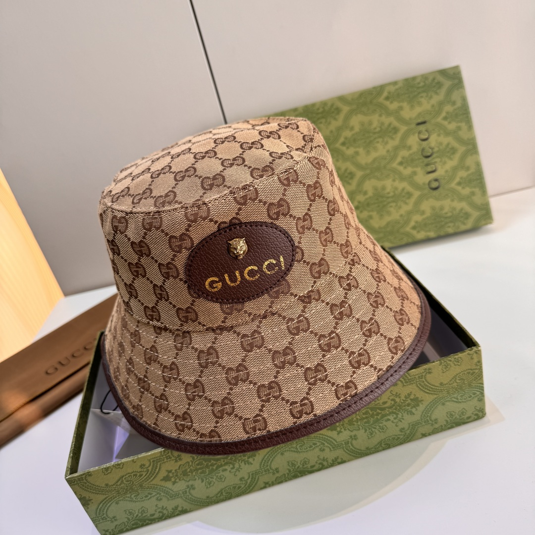 配包装布袋，Gucci古奇新款原单渔夫帽，小虎头，专柜1:1开模订制，原版帆布料+纯棉里衬，轻盈透气！质