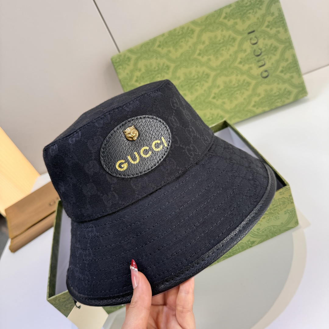 配包装布袋，Gucci古奇新款原单渔夫帽，小虎头，专柜1:1开模订制，原版帆布料+纯棉里衬，轻盈透气！质