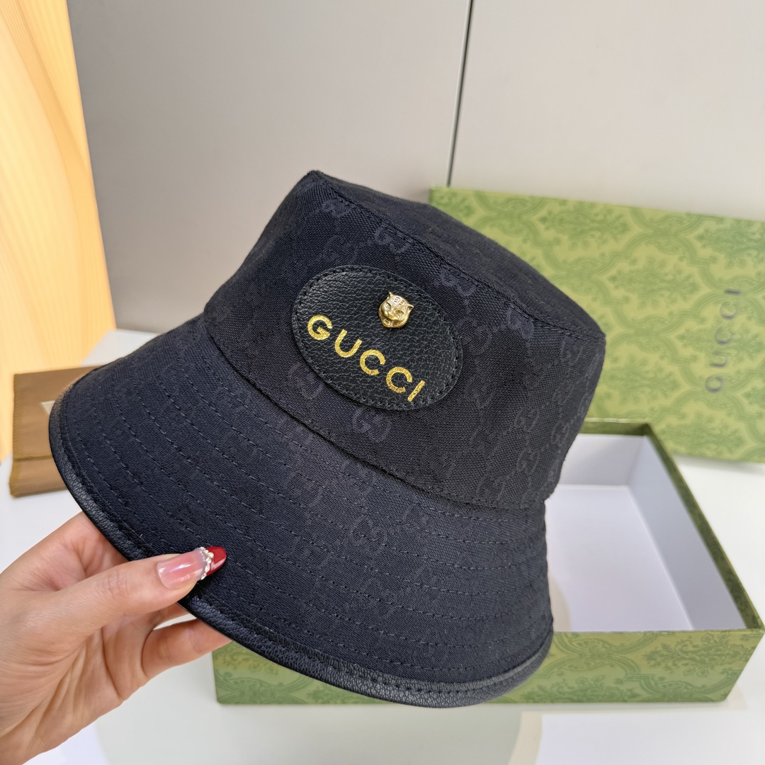 配包装布袋，Gucci古奇新款原单渔夫帽，小虎头，专柜1:1开模订制，原版帆布料+纯棉里衬，轻盈透气！质