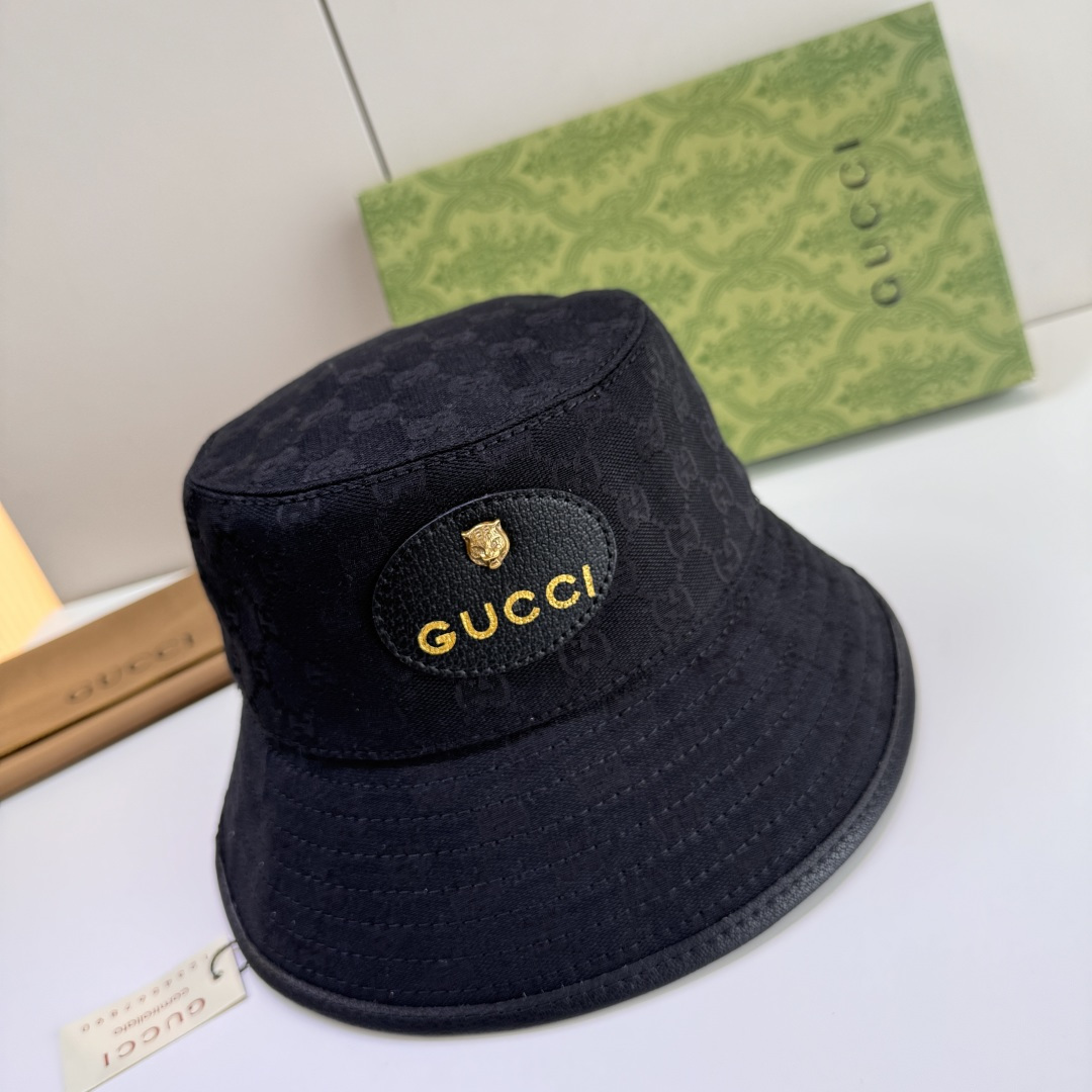 配包装布袋，Gucci古奇新款原单渔夫帽，小虎头，专柜1:1开模订制，原版帆布料+纯棉里衬，轻盈透气！质