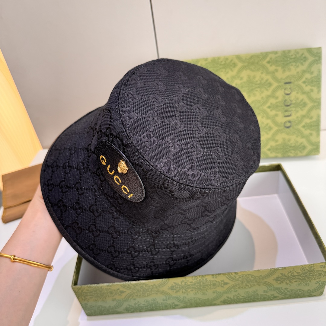 配包装布袋，Gucci古奇新款原单渔夫帽，小虎头，专柜1:1开模订制，原版帆布料+纯棉里衬，轻盈透气！质