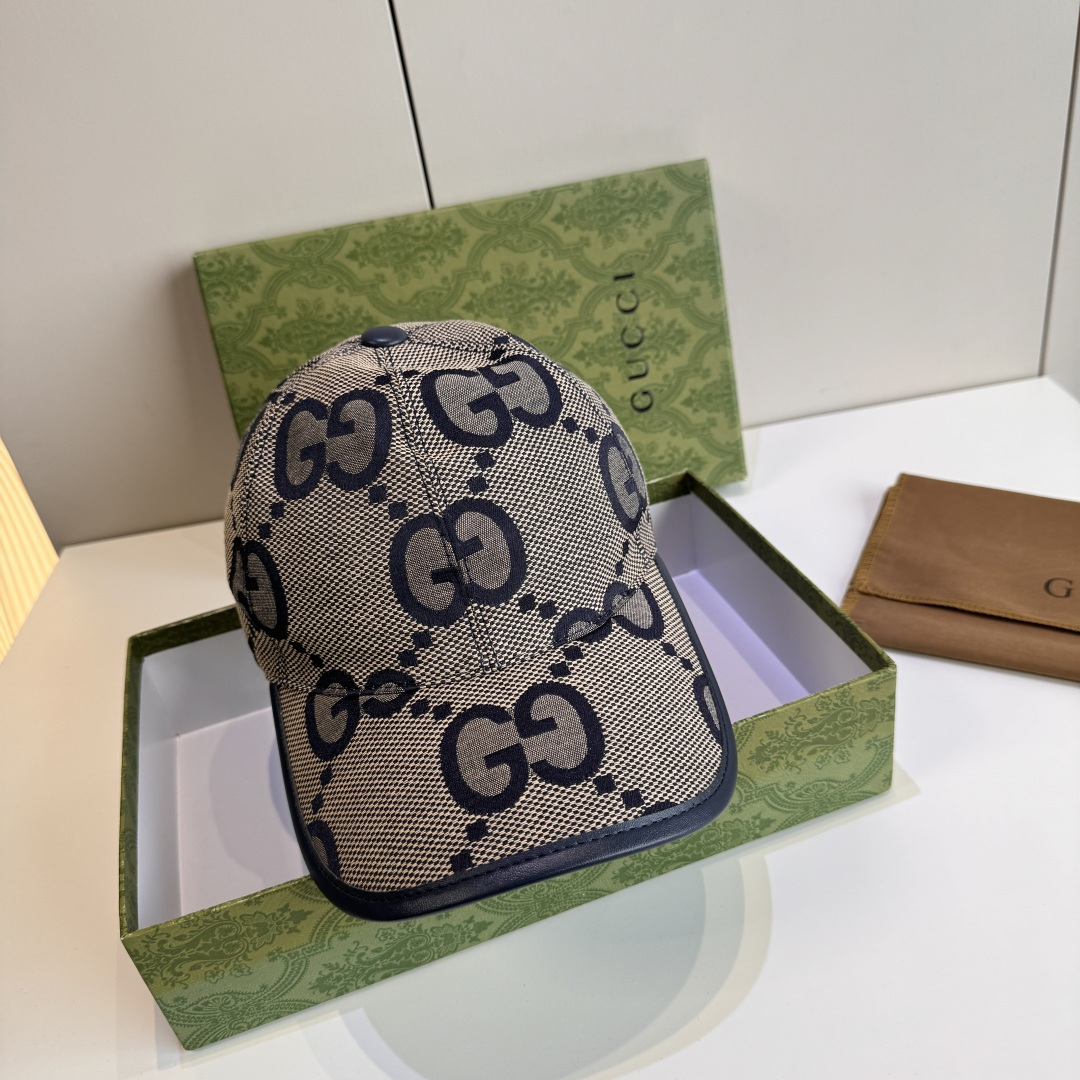 配包装布袋，Gucci古奇新款原单棒球帽， 大双G，专柜1:1开模订制，原版帆布面料+头层牛皮，轻盈透气