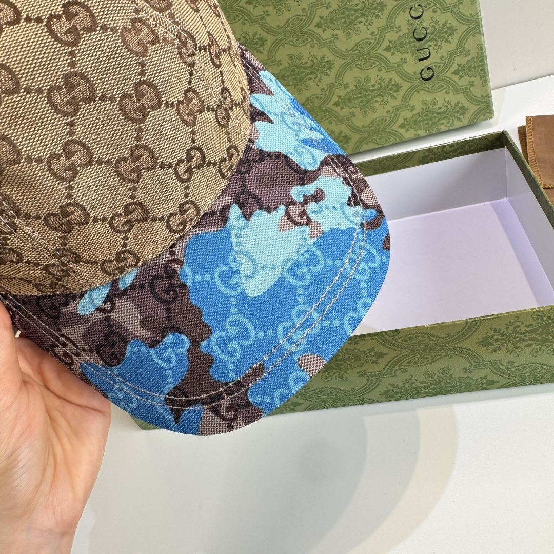 配盒子布袋，Gucci(古奇)新款原单棒球帽， 迷彩小双G，专柜热卖款，1:1开模订制，原版帆布料，时尚