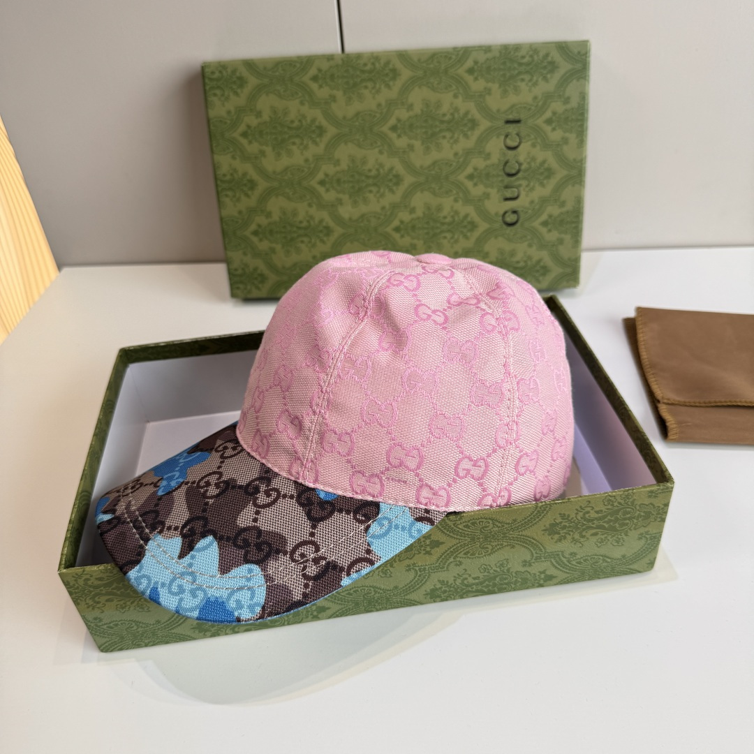 配盒子布袋，Gucci(古奇)新款原单棒球帽， 迷彩小双G，专柜热卖款，1:1开模订制，原版帆布料，时尚