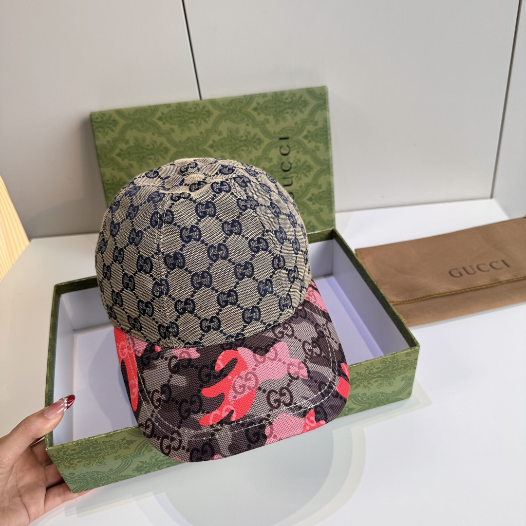 配盒子布袋，Gucci(古奇)新款原单棒球帽， 迷彩小双G，专柜热卖款，1:1开模订制，原版帆布料，时尚