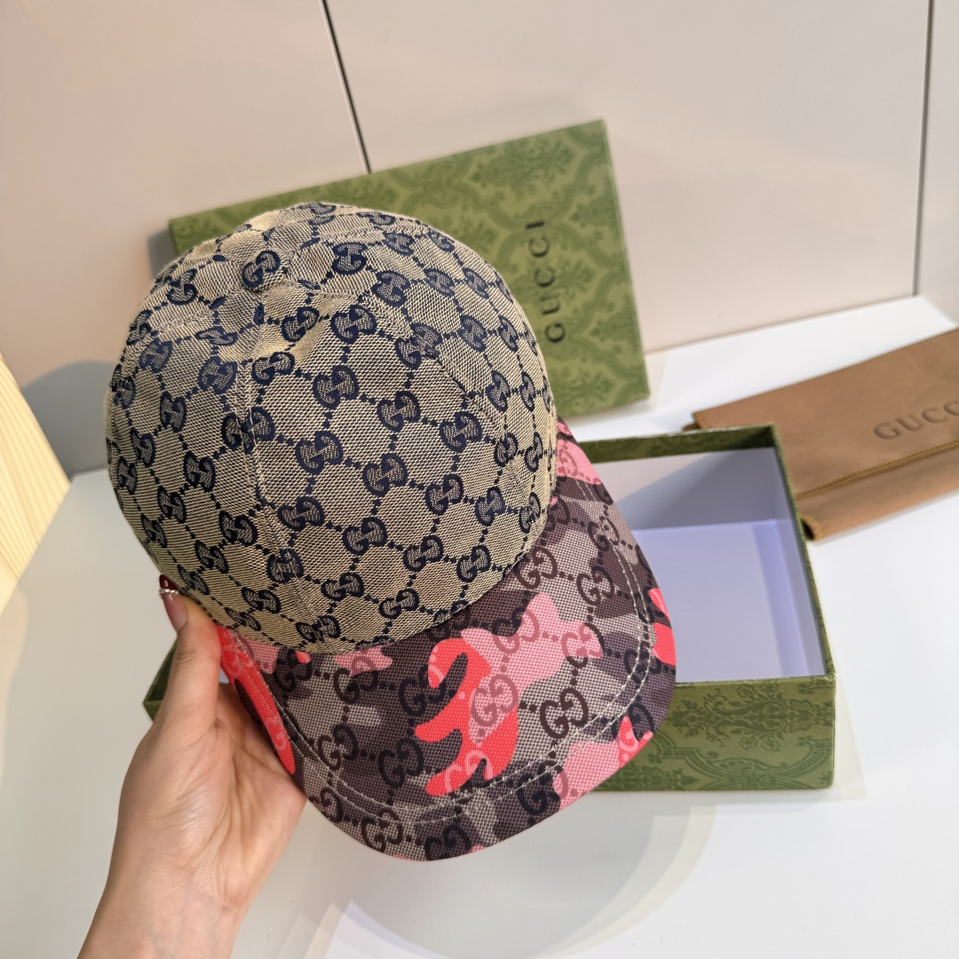 配盒子布袋，Gucci(古奇)新款原单棒球帽， 迷彩小双G，专柜热卖款，1:1开模订制，原版帆布料，时尚