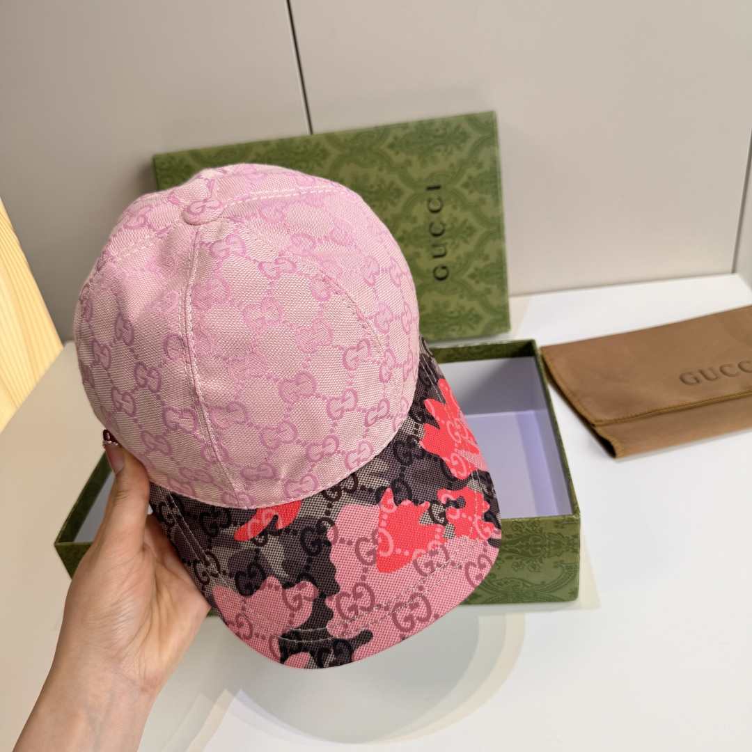 配盒子布袋，Gucci(古奇)新款原单棒球帽， 迷彩小双G，专柜热卖款，1:1开模订制，原版帆布料，时尚