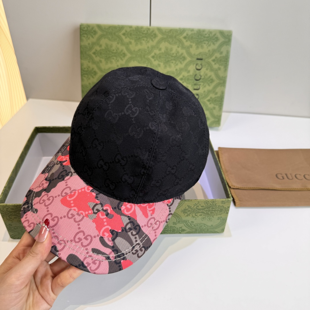 配盒子布袋，Gucci(古奇)新款原单棒球帽， 迷彩小双G，专柜热卖款，1:1开模订制，原版帆布料，时尚
