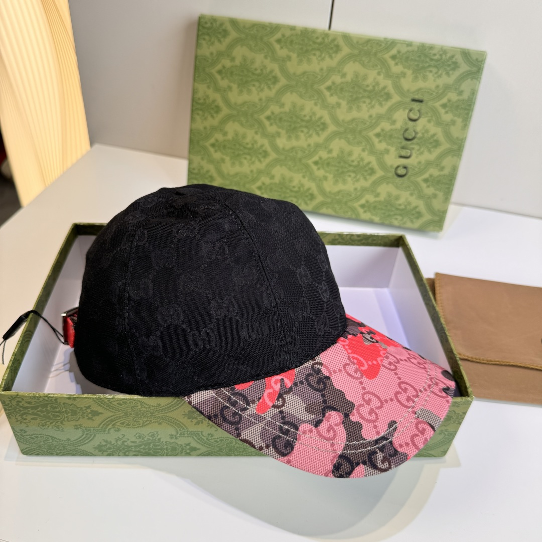 配盒子布袋，Gucci(古奇)新款原单棒球帽， 迷彩小双G，专柜热卖款，1:1开模订制，原版帆布料，时尚