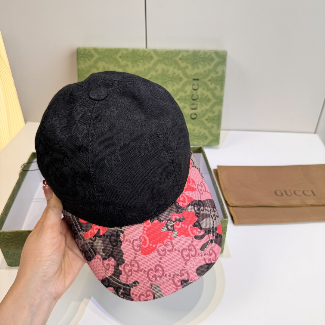 配盒子布袋，Gucci(古奇)新款原单棒球帽， 迷彩小双G，专柜热卖款，1:1开模订制，原版帆布料，时尚