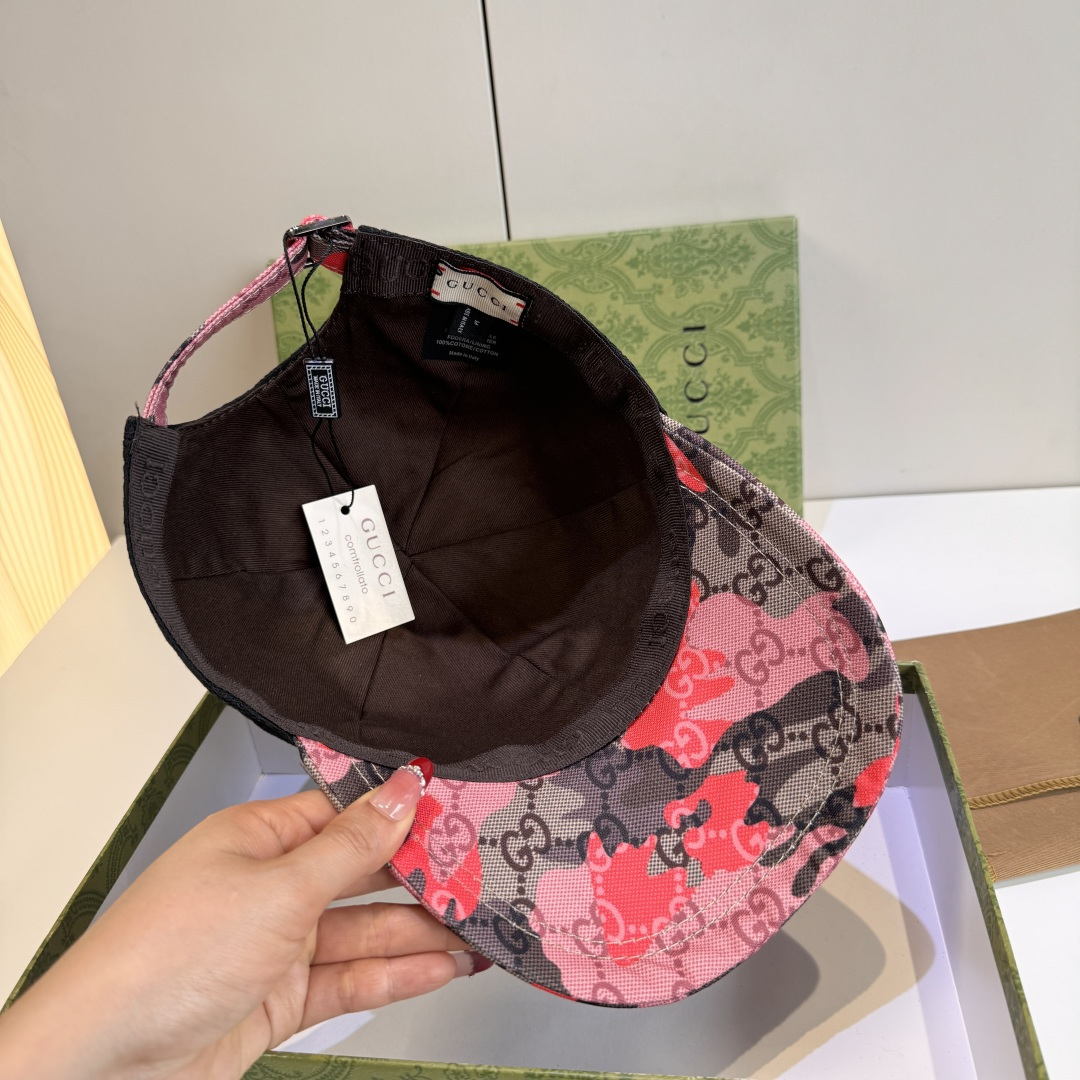 配盒子布袋，Gucci(古奇)新款原单棒球帽， 迷彩小双G，专柜热卖款，1:1开模订制，原版帆布料，时尚