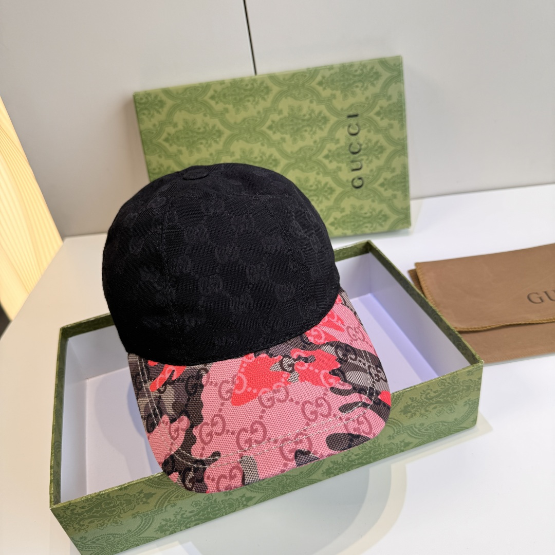 配盒子布袋，Gucci(古奇)新款原单棒球帽， 迷彩小双G，专柜热卖款，1:1开模订制，原版帆布料，时尚