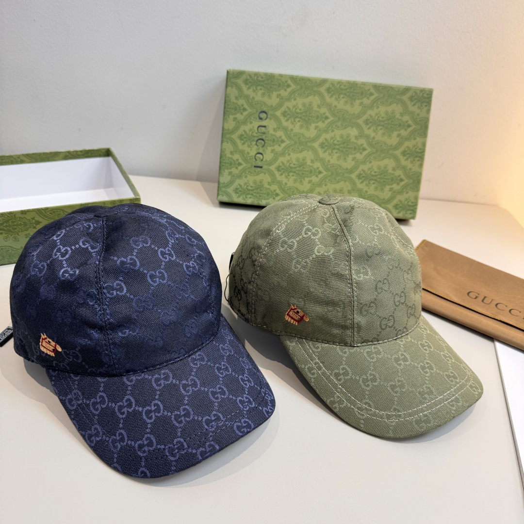 配盒子布袋，Gucci(古奇)马年新款原单棒球帽， 小马刺绣，专柜热卖款，1:1开模订制，原版帆布料，时