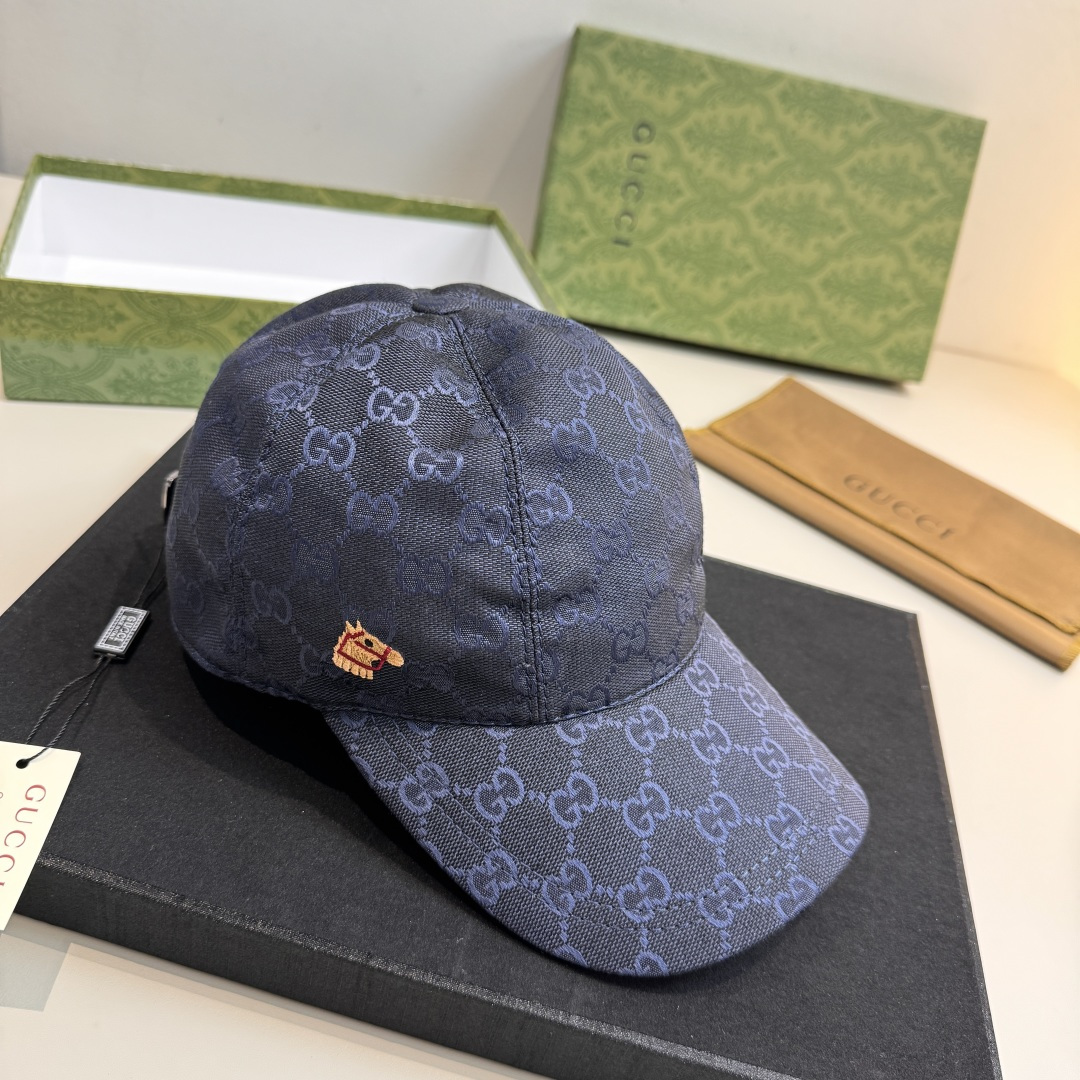 配盒子布袋，Gucci(古奇)马年新款原单棒球帽， 小马刺绣，专柜热卖款，1:1开模订制，原版帆布料，时