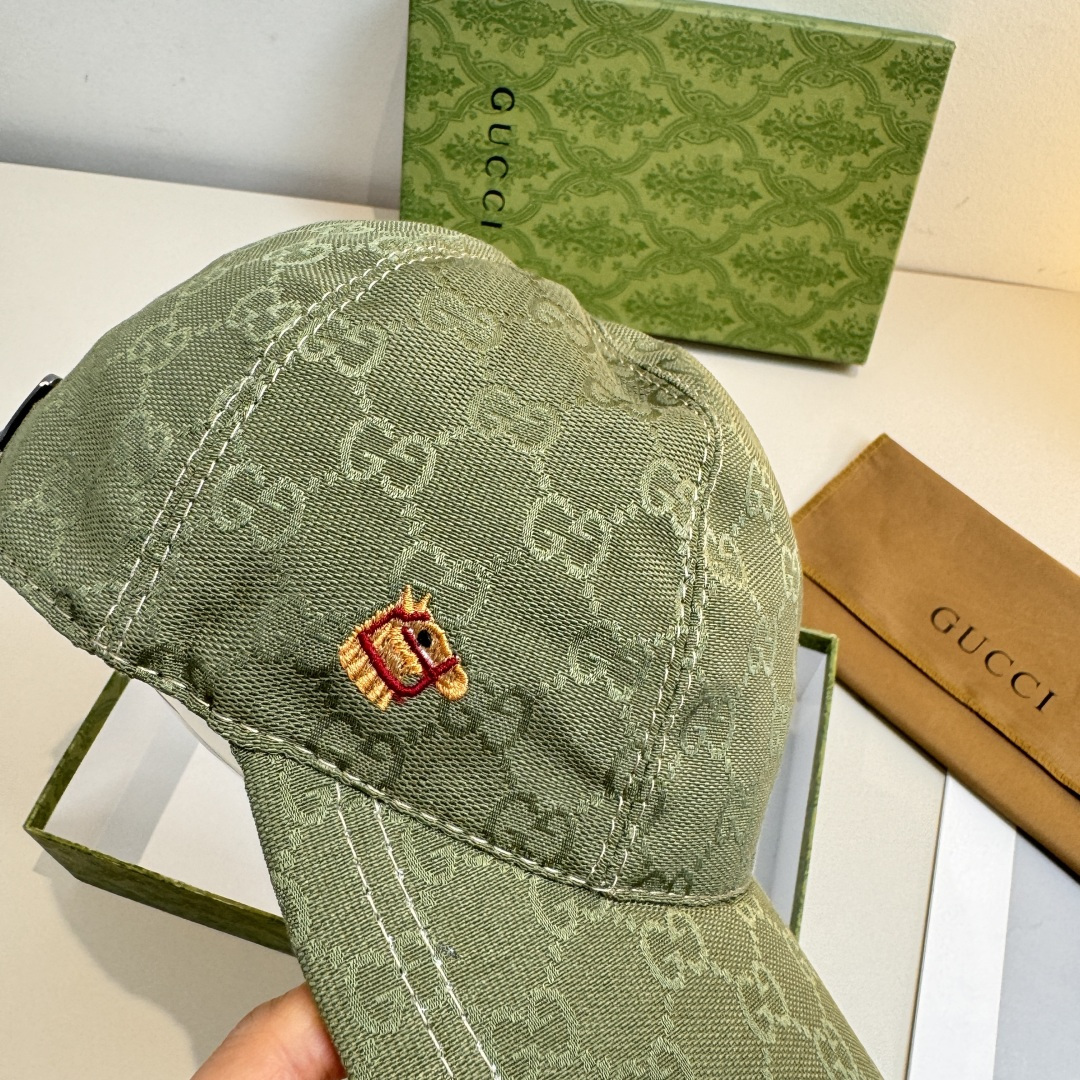 配盒子布袋，Gucci(古奇)马年新款原单棒球帽， 小马刺绣，专柜热卖款，1:1开模订制，原版帆布料，时