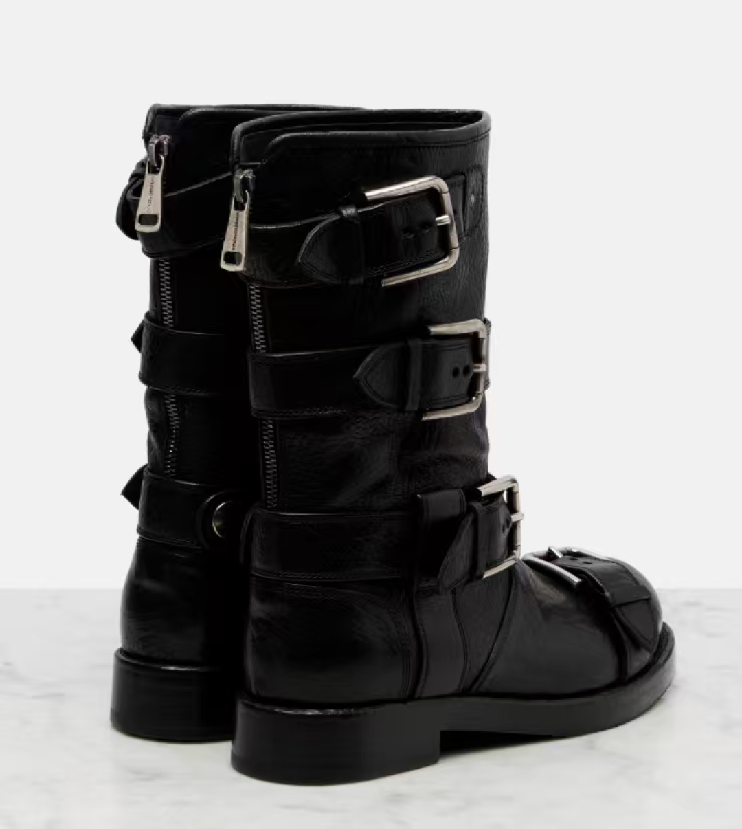 Women's Ankle Boots with Buckle Strap, Round Toe, Cowhide Leather, Black 5 cmp a1757927066576 3102