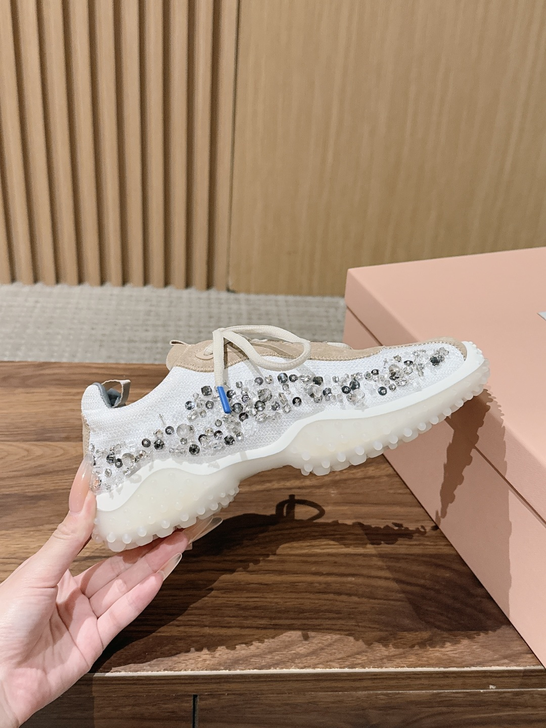 Miu Miu Crystal Spike Sole Sneakers