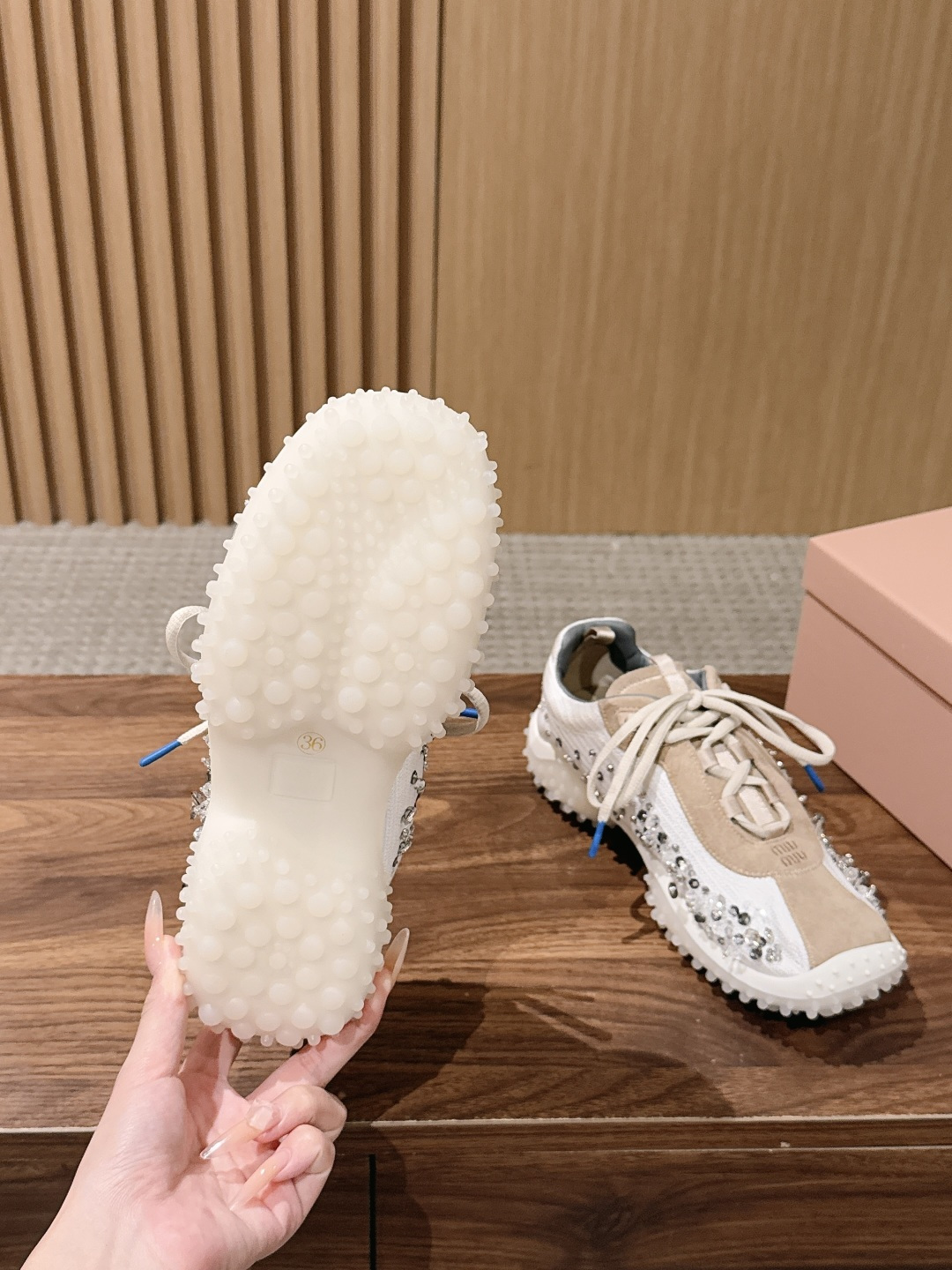 Miu Miu Crystal Spike Sole Sneakers