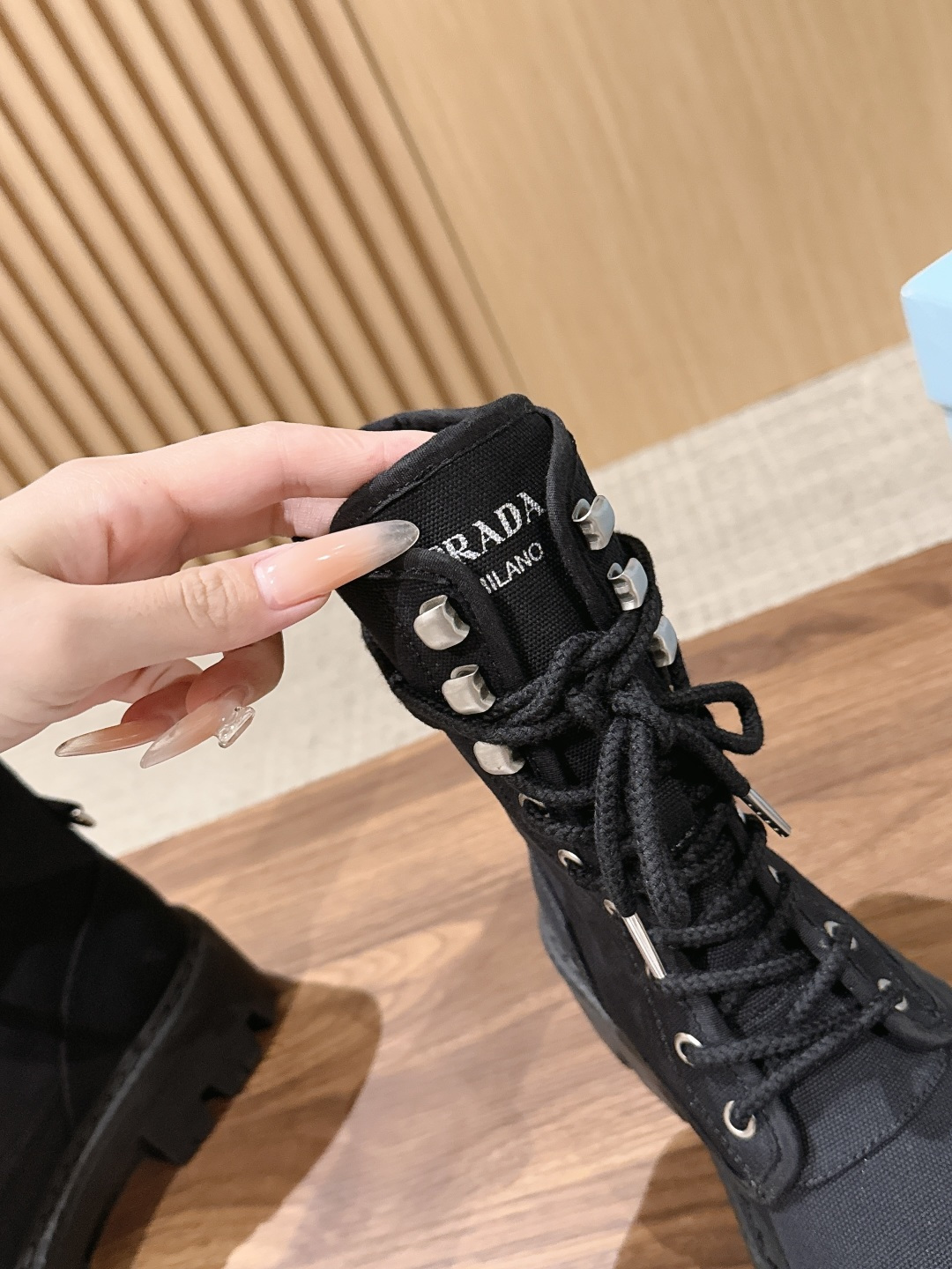 Prada Canvas Combat Ankle Boots