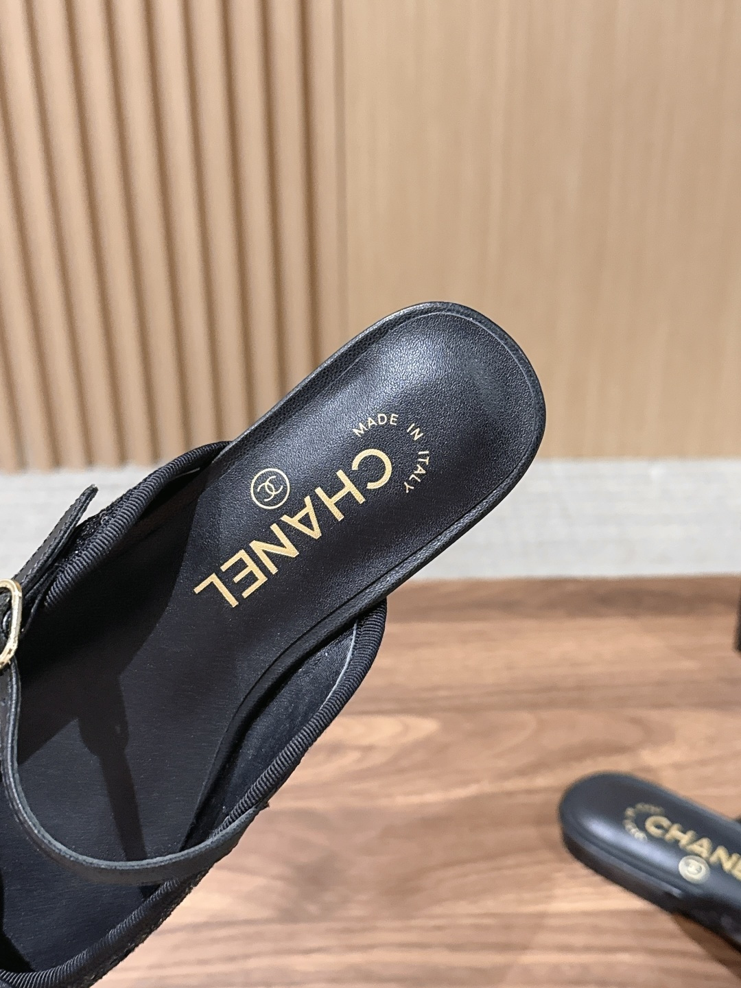Chanel CC Leather Flat Slide Sandals