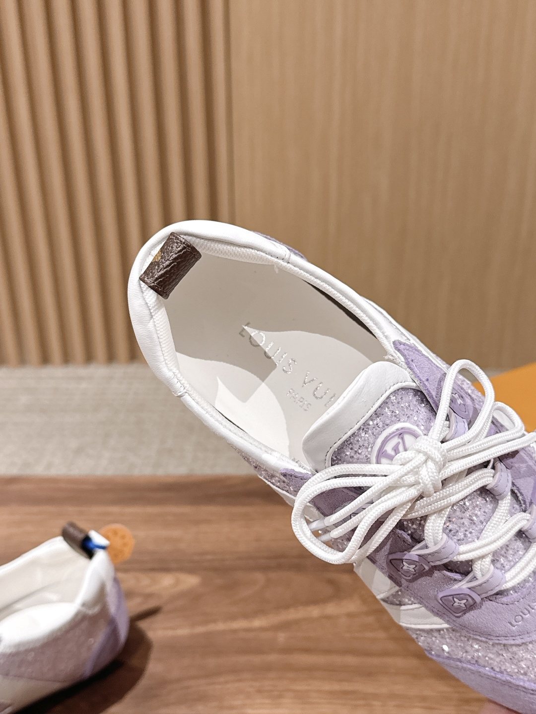 LV Purple Glitter Suede Lace-Up Ballet Sneakers