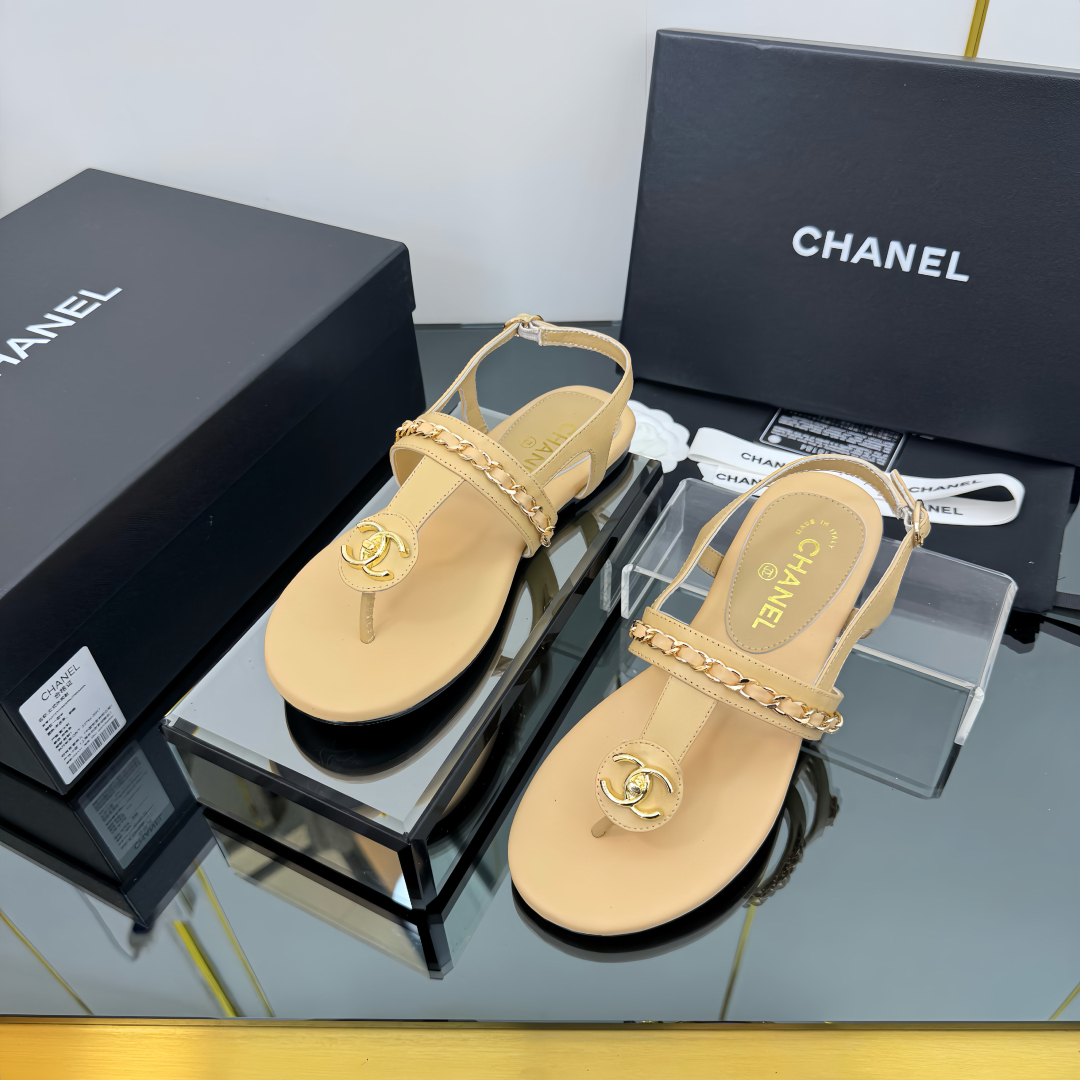 Elegant Leather Thong Sandals for Women with Ankle Strap - Beige 5 cmp i1743030337275 8526 0 3