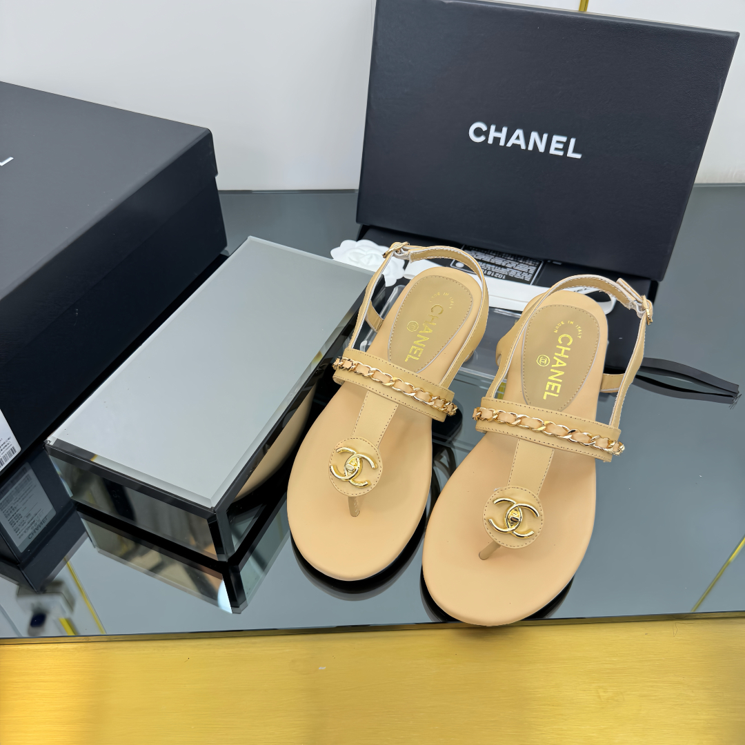 Elegant Leather Thong Sandals for Women with Ankle Strap - Beige 8 cmp i1743030337296 1351 0 6