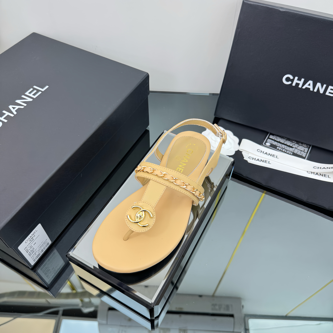 Elegant Leather Thong Sandals for Women with Ankle Strap - Beige 2 cmp i1743030337323 2947 0 2