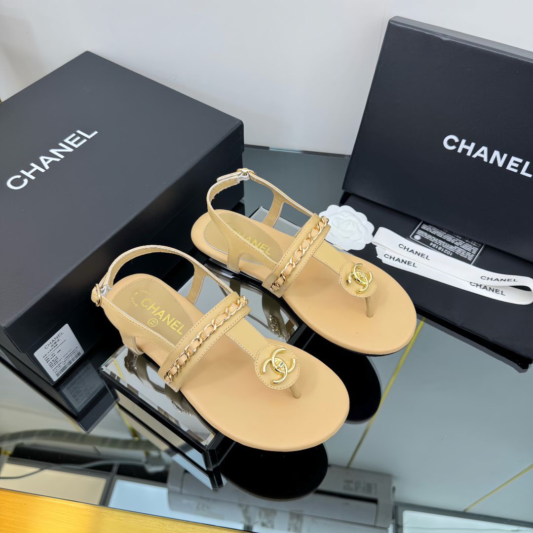 Elegant Leather Thong Sandals for Women with Ankle Strap - Beige 6 cmp i1743030338589 1213 0 4