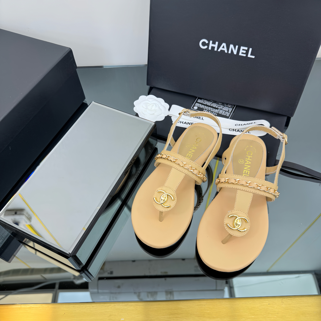 Elegant Leather Thong Sandals for Women with Ankle Strap - Beige 3 cmp i1743030338605 529 0 0