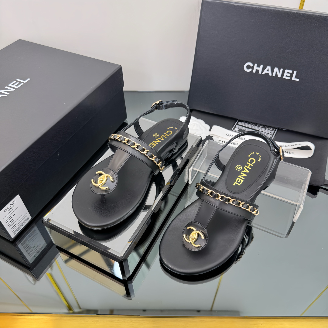 Elegant Black Sandals with Gold Chain Detail - The Perfect Summer Staple 3 cmp i1743030360060 7597 0 1