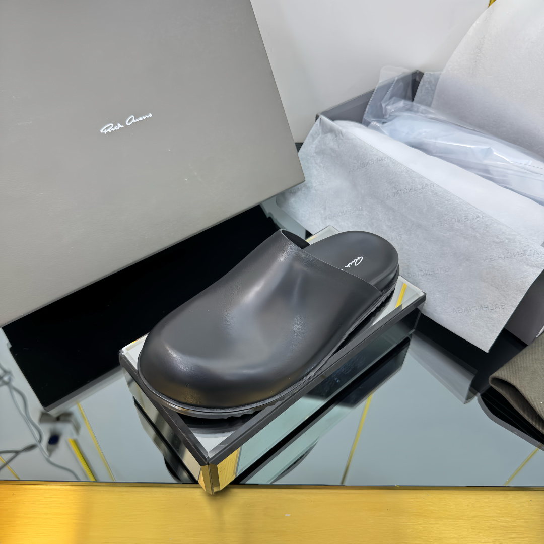 NO:256592,:Light board, male, Rickowens, Owens Crazy Strap Couple Slippers, Suede Black, The Year's 