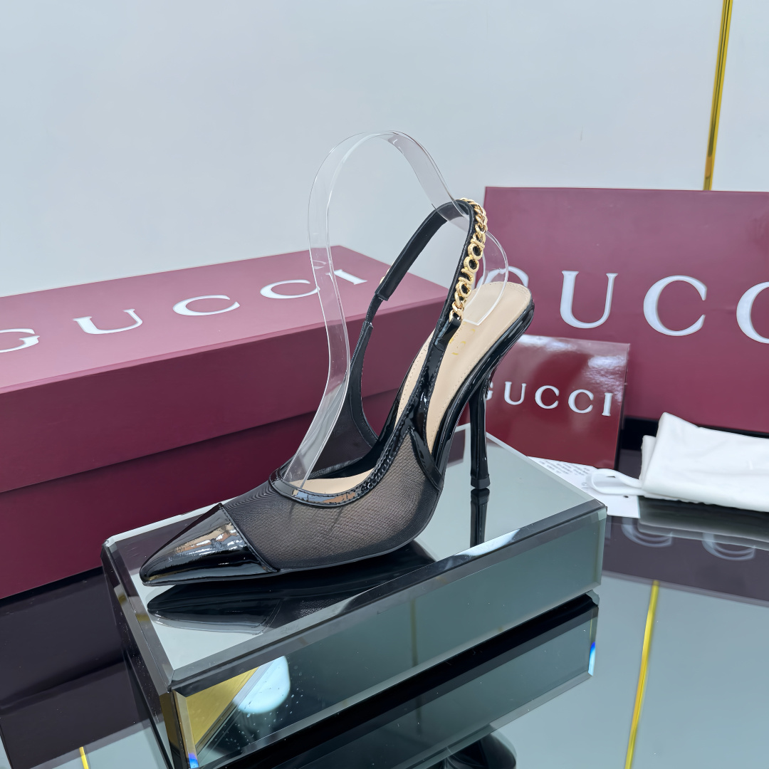 NO:260274,Gucci 25 chain high heel sandals Fabric mesh   patent leather Inner: sheepskin Outsole Italian leather outsole Heel height 4.5cm/10.5cm Size 35-42, high heel sandals, gucci, gucci, sandals, high heels, sheepskin, Leather soles19860909Gucci/古驰 25链条高跟凉鞋 面料网纱 漆皮 内里:羊皮 大底意大利真皮大底 跟高4.5cm/10.5cm 码数35-42,高跟鞋凉鞋,gucci,gucci,sandals,high heels,sheepskin,Leather soles,Women's Shoes