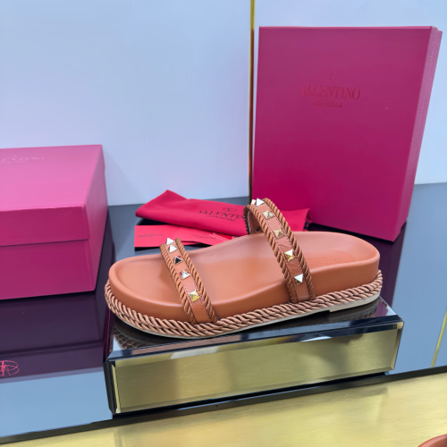 Valentino Garavani Roman Stud Flat Leather Slides with Rope Detail 1 Valentino Garavani Roman Stud Flat Leather Slides with Rope Detail
