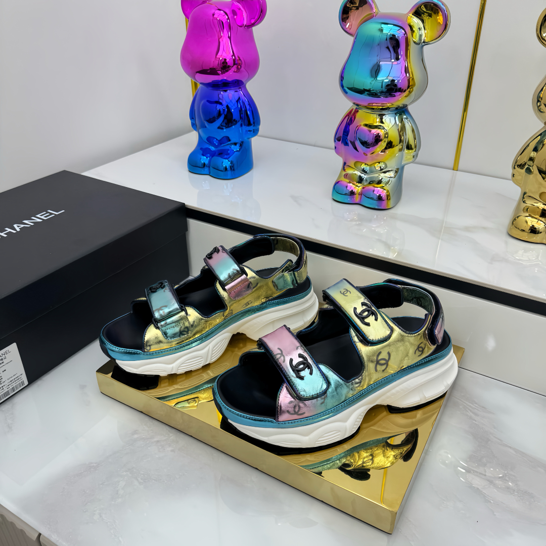 Chanel Iridescent Velcro Beach Sandals - Stylish Summer Comfort 9 cmp i1745797968327 3210 0 7