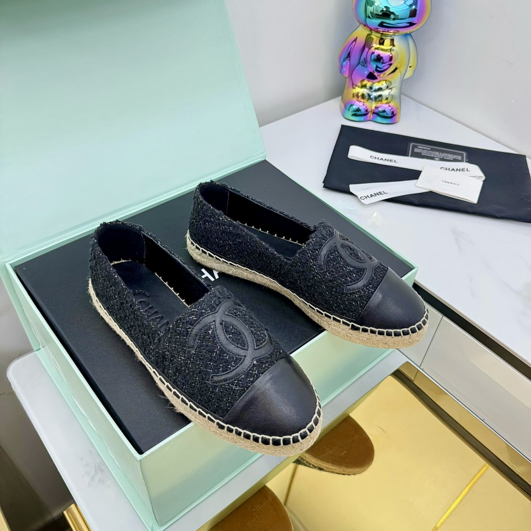 シャネル 渔夫鞋 牛仔面 小香拖鞋 手工縫製