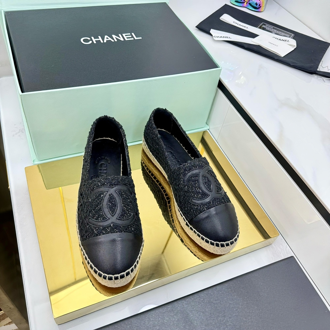 シャネル 渔夫鞋 牛仔面 小香拖鞋 手工縫製
