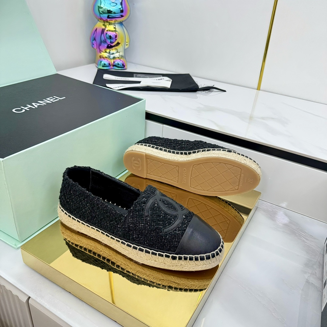 シャネル 渔夫鞋 牛仔面 小香拖鞋 手工縫製