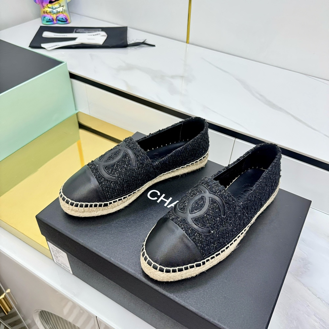 シャネル 渔夫鞋 牛仔面 小香拖鞋 手工縫製