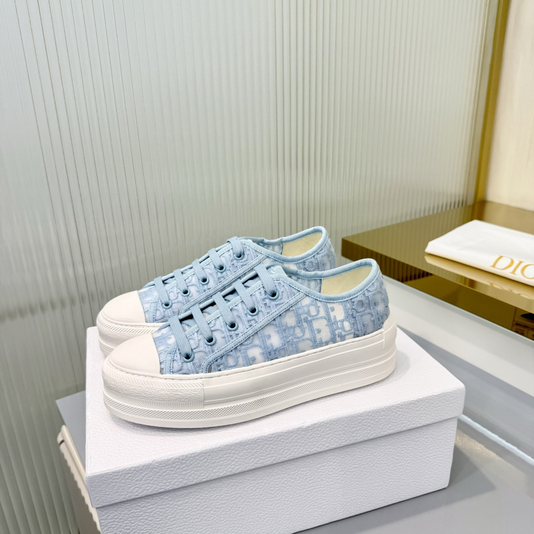Dior Dior迪奥Walk'n系列 老花 刺绣 厚底帆布鞋 休闲运动鞋