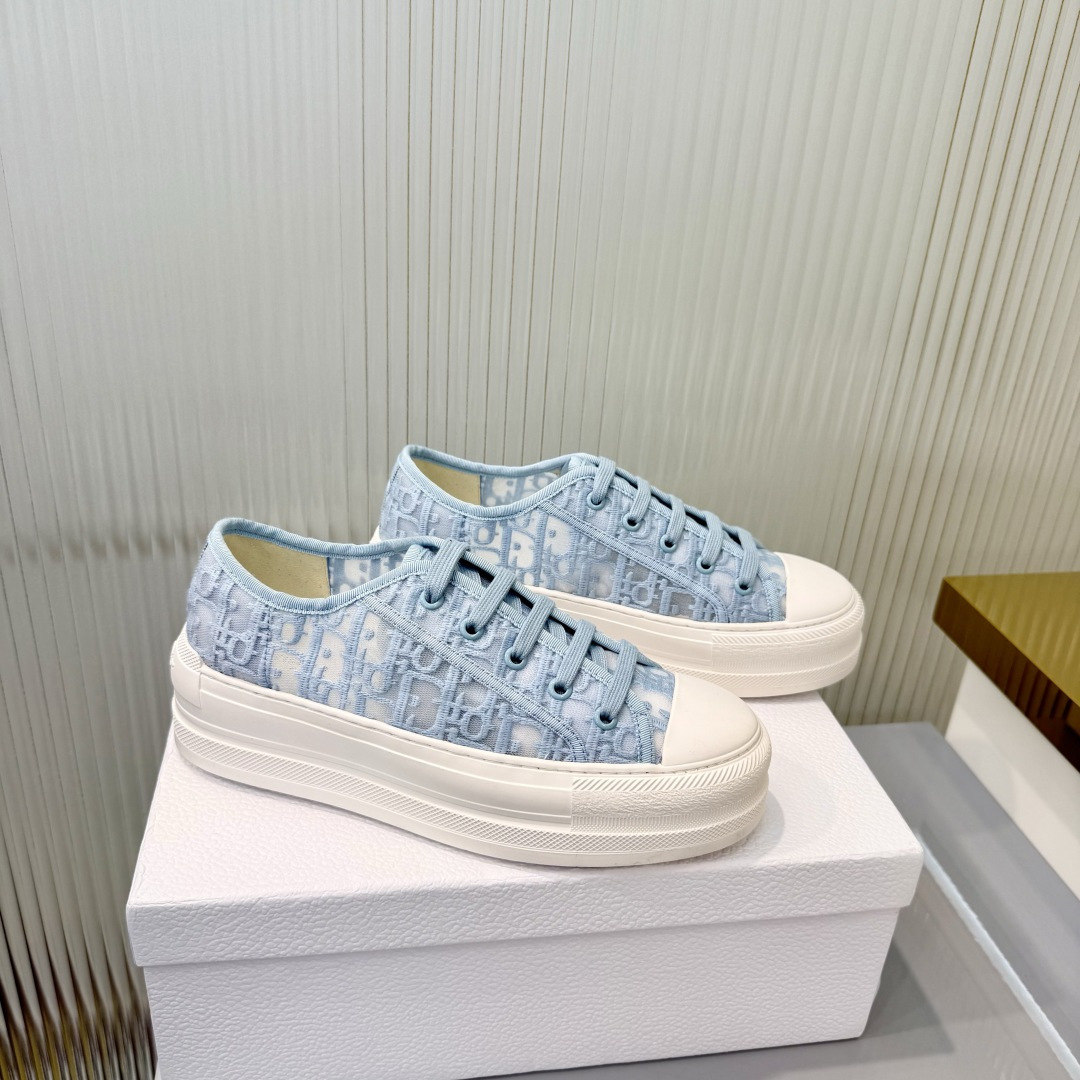 Dior Dior迪奥Walk'n系列 老花 刺绣 厚底帆布鞋 休闲运动鞋