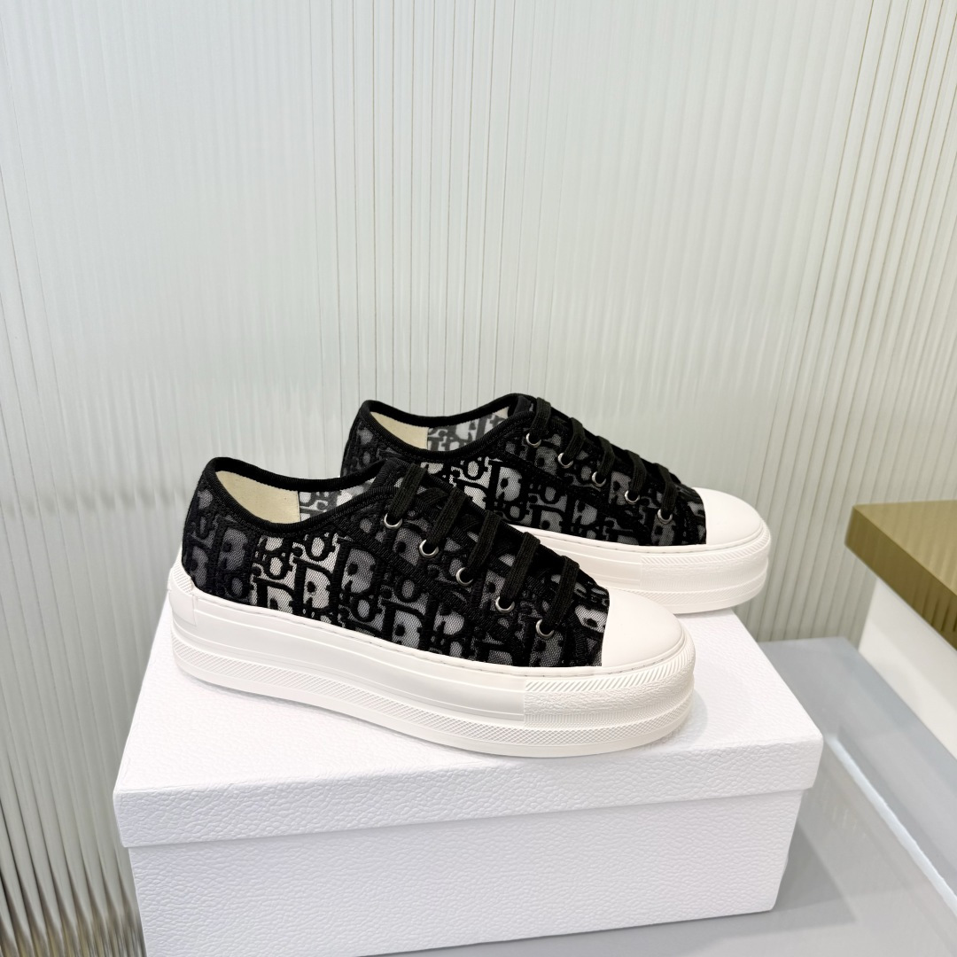 Dior Dior迪奥Walk'n系列 老花 刺绣 厚底帆布鞋 休闲运动鞋