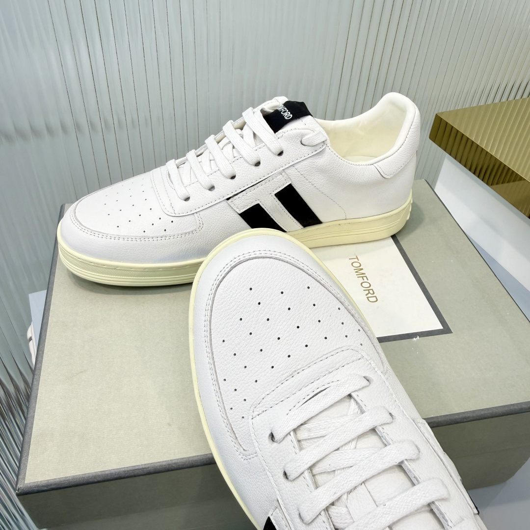 Tom Ford White and Black Low-Top Sneakers