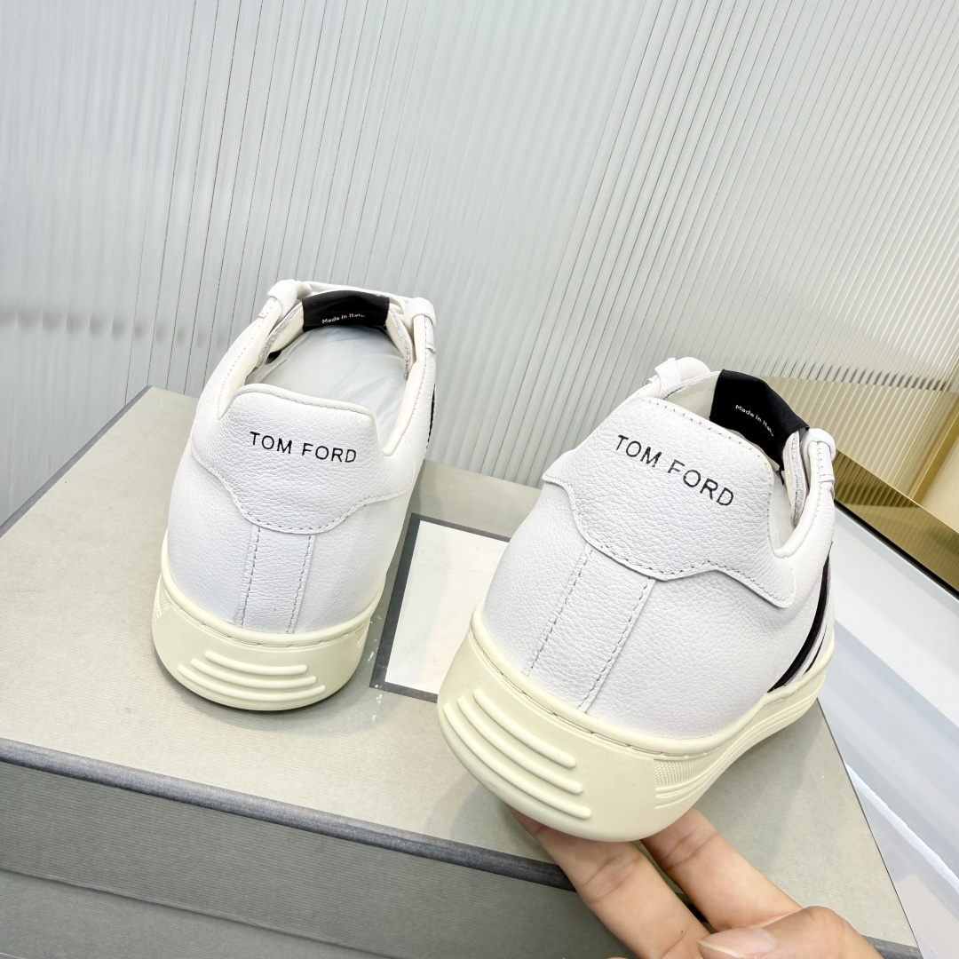 Tom Ford White and Black Low-Top Sneakers