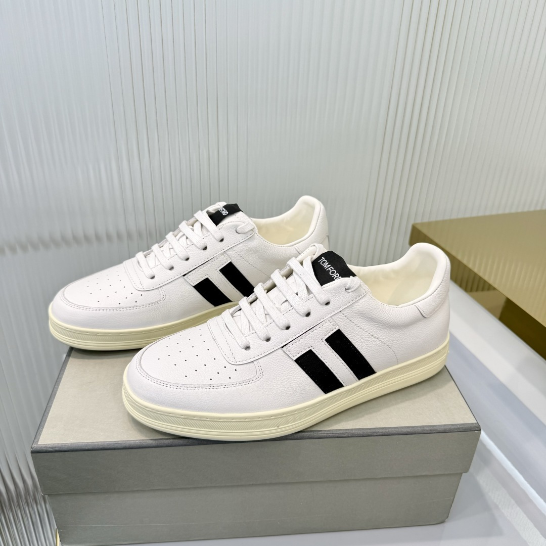 Tom Ford White and Black Low-Top Sneakers